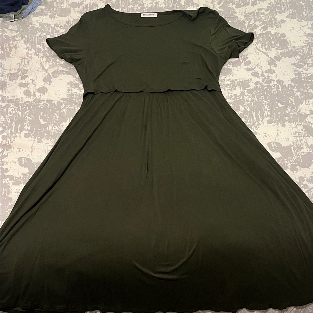 Army Green Nursing Dress for Breastfeeding Size Medium